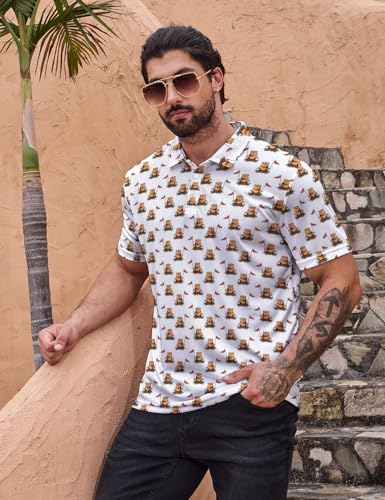 Polo de golf para hombre con estampado hawaiano, tela de secado rápido, que absorbe la humedad, casual y transpirable miniatura 3