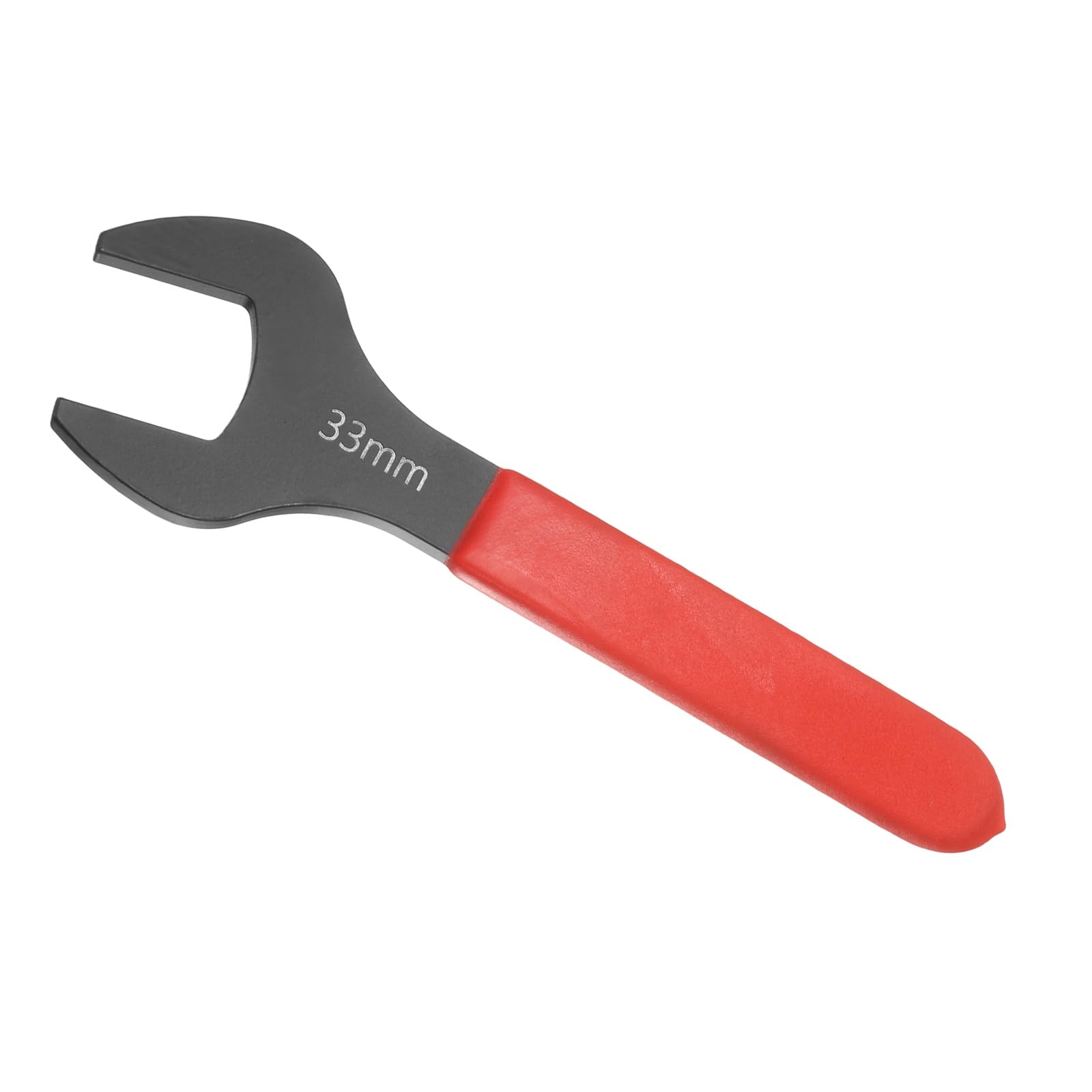 Awclub 33mm Open End Wrench, 15 Degree Offset Thin U-Shaped Spanner with Red Shank, Black Finish for Automotive Repair & Furniture Assembly