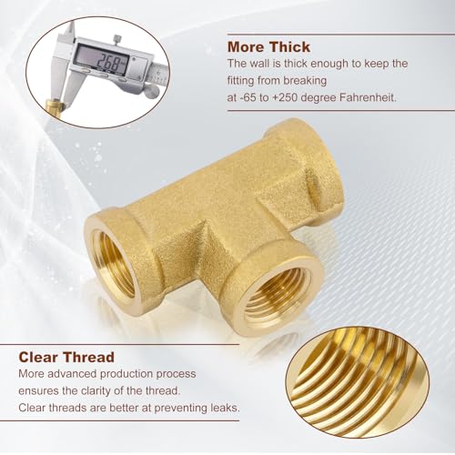 Image of 5pcs 1 /8 inch NPT Female Pipe to 1 /8 inch NPT Female Pipe to 1 /8 inch NPT Female Metals Brass Barstock Street Tee Pipe Hose Fitting