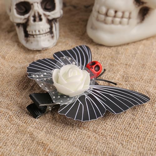 Image of Havilah Halloween Hair Clip 2 Pcs - Skull Butterfly Hair Clips Cosplay Party Hairpins Hair Pins