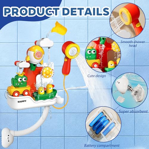 Jouets de bain cascade de fusée interactive avec propulsion d'eau pour baignoire