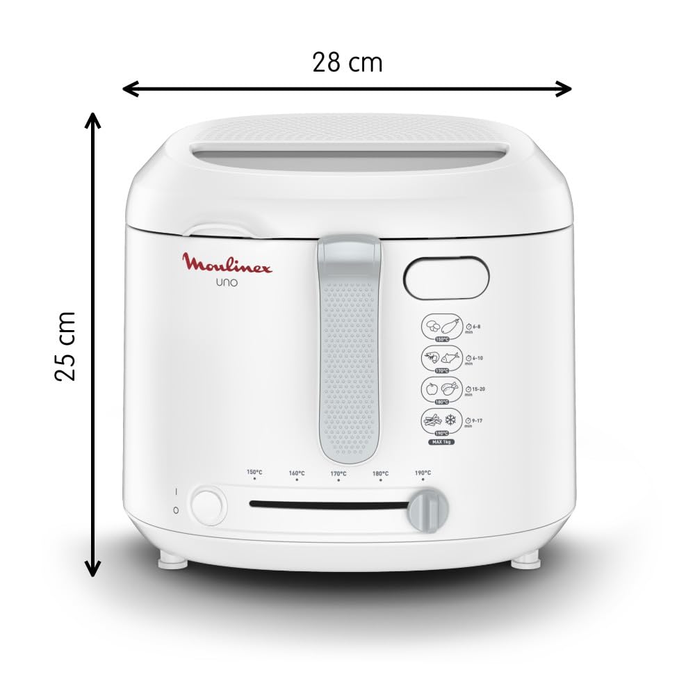 Moulinex Friteuse électrique, capacité de 1kg, 4personnes, friteuse compacte, rangement facile, position d’égouttage pour diminuer la quantité d’huile, hublot de contrôle, AF203110