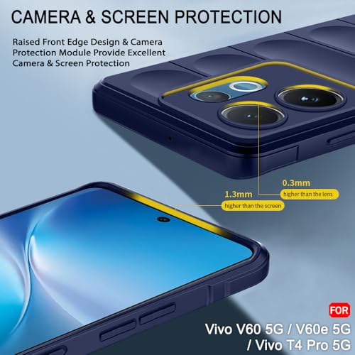 Image of TheGiftKart Liquid Silicon Back Cover Case for Vivo V60 5G / V60e 5G / Vivo T4 Pro 5G | Shockproof Military Grade Protection | Micro-Fibre Cloth On Inner Side | Anti-Slip Grip Back Cover (TPU, Blue)