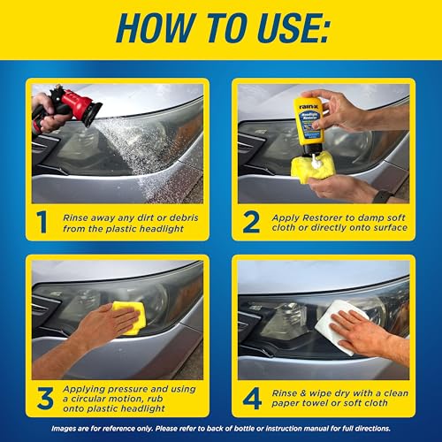 Image of Rain-X Headlight Restorer (148ml) | Car Headlight Cleaner & Polish | Removes Dullness & Yellowing | Restores Clarity for Improved Visibility | Easy-to-Use Headlight Cleaning Solution
