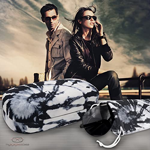 Image of MyEyeglassCase Extra Large Hard Shell Sunglasses Case for Large Rectangular Frames, Eyeglass Case with Pouch & Cloth