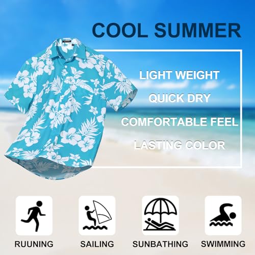 Image of Men's Hawaiian Shirts Short Sleeve Aloha Shirt for Men Casual Button Down Tropical Hawaii Floral Shirt Summer BeachParty