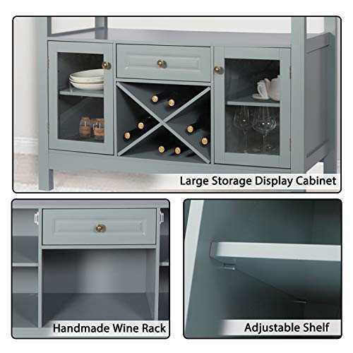 Gbu Modern Buffet Cabinet With Wine Rack - Wooden Kitchen Sideboard, Bar Cabinet With Storage For Dining Room Living Room Bar Buffet, Cupboard Table, Grey #TOP2