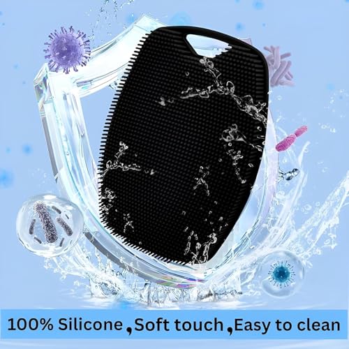 Image of Xmart India Silicone Body Scrubber Bath Brush,Lather Boosting & Exfoliating Scrubber for Nourishing Skin, No-Slip Handle, Body Exfoliator for Men & Women, Effective Skin Cleaning(1 Pc,Black)