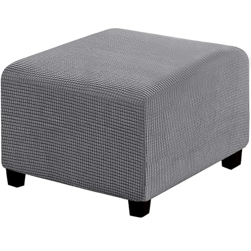Uavchy Cuadradas Funda Otomana Protector de Puff Funda Protectora Rectángulo Fundas de Reposapiés Sofá para Taburete Otomanas Muebles de Reposapiés con Parte Inferior Elástica (Gris)