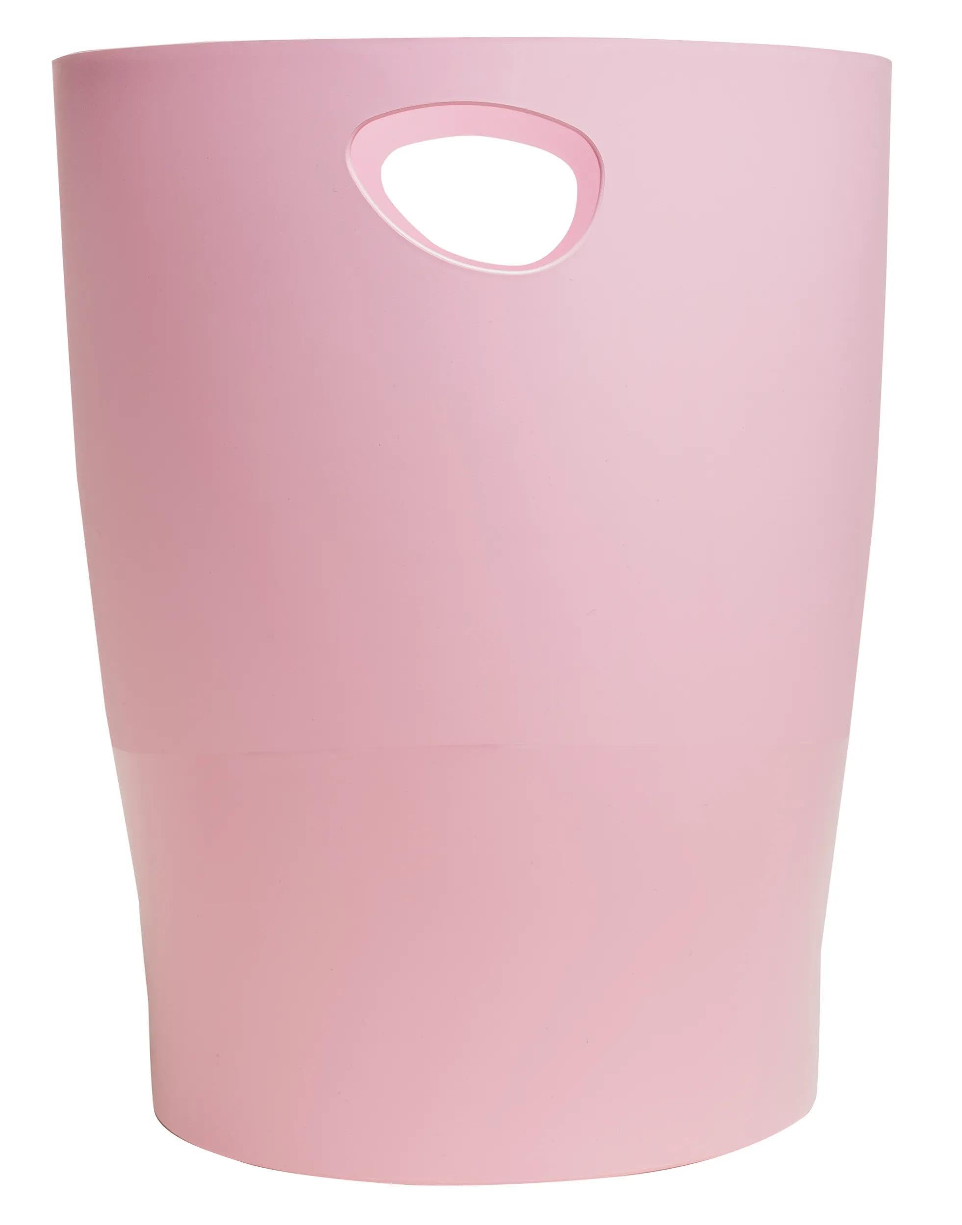 EXACOMPTA - Nr ref. 45371D - 1 kosz na papier z uchwytami ECOBIN Autentik - Duża pojemność 15 litrów - Wymiary 26,3 x 26,3 x 33,5 cm - do biura lub domu - Candy Pink
