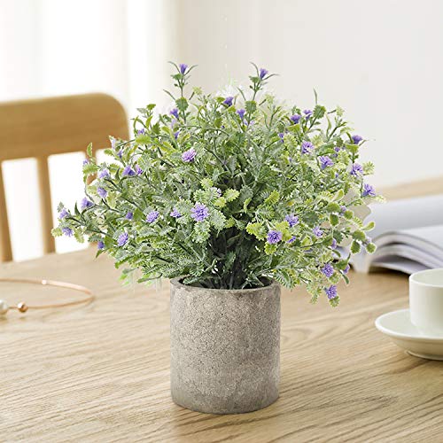3 Pack Small Potted Artificial Plastic Plants, Mini Fake Rosemary Plant Faux Flower Houseplants For Home Decor Indoor, 9.5" Tall Greenery Plants For Wedding Home Office Desk Garden, Indoor & Outdoor #TOP1
