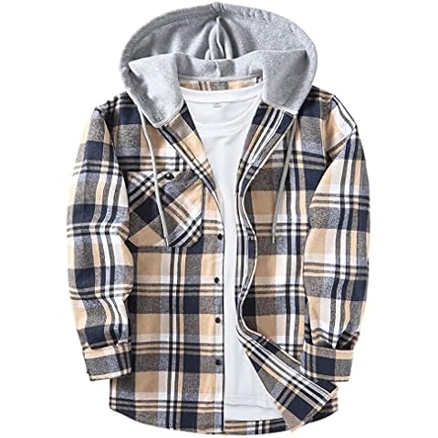 JACKETOWN Men's Casual Hoodie Flannel Shirt Cover
