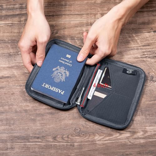 FIREDOG Passport Holder for Travel,RFID Blocking Passport Holder & Travel Wallet for Men and Women - Secure Organizer Multiple Card Slots, Holds Passports, Cards, Tickets, ID, Cash Holder(Grey)4