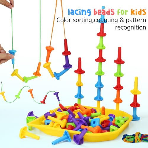 Peg Board Toy set 73Pcs DIY Building Stacking Toys for Kids 3-6 Years Old,STEM Educational Kids Toy for Brain Development,Montessori Sensory Toys,Upgrade Various Foam Board Plastic Lacing String Game - Image 5