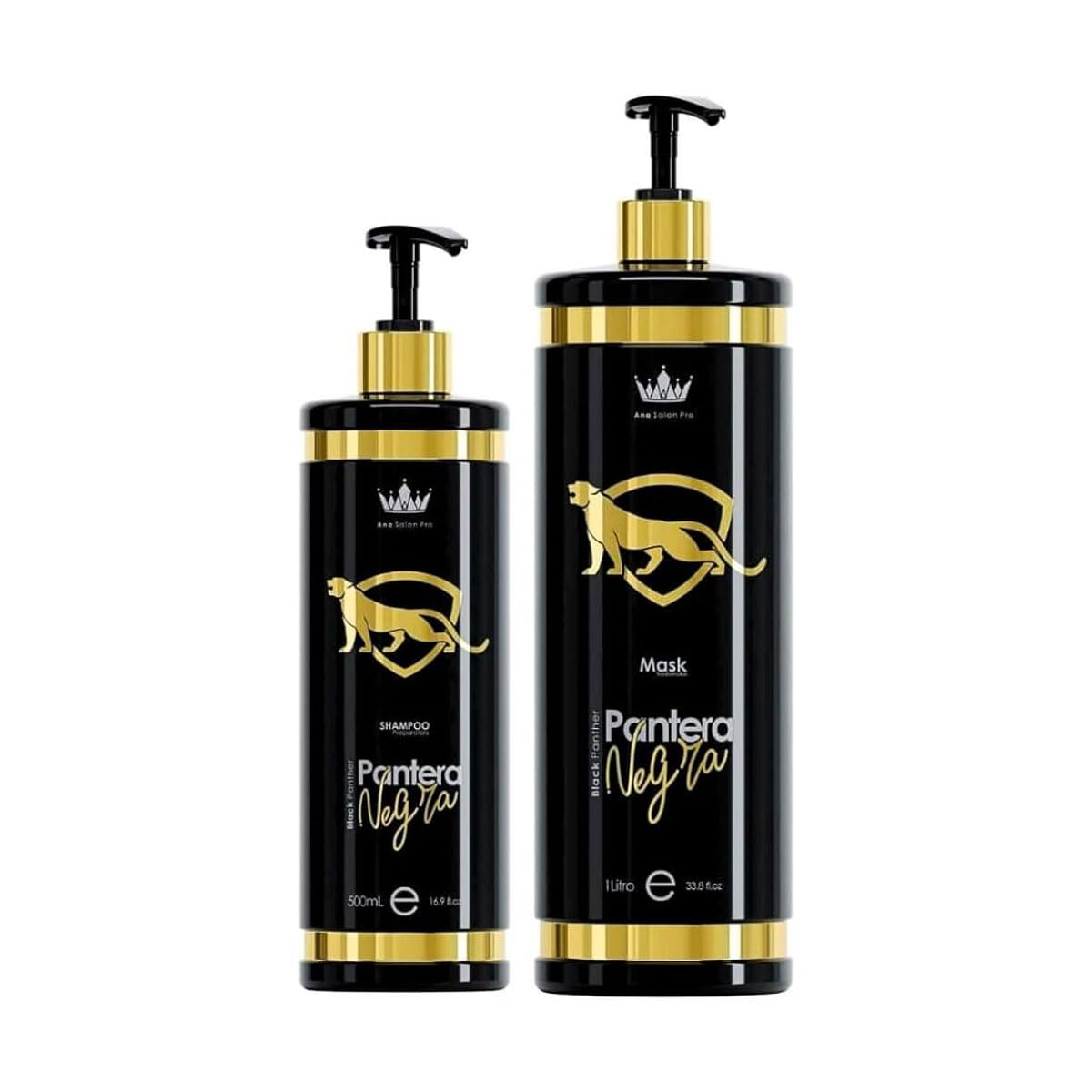 Pantera Negra Kit, Shampoo e Maschera per Cura dei Capelli, Adatto a Tutti i tipi di Capelli, Riduzione del Volume e Frigorifero, 500 ml / 1000 ml