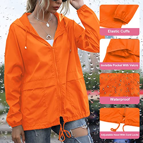PESION Women's Waterproof Raincoat Lightweight Rain Jacket Hooded Windbreaker with Pocket for Outdoor - Image 3