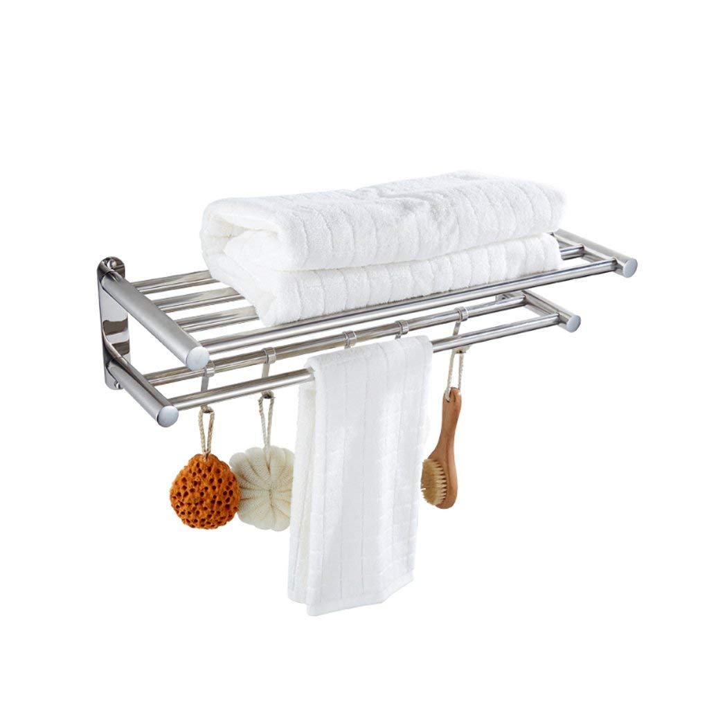 Porte-serviettes double tige en acier inoxydable 50cm pour fixation murale de salle de bain