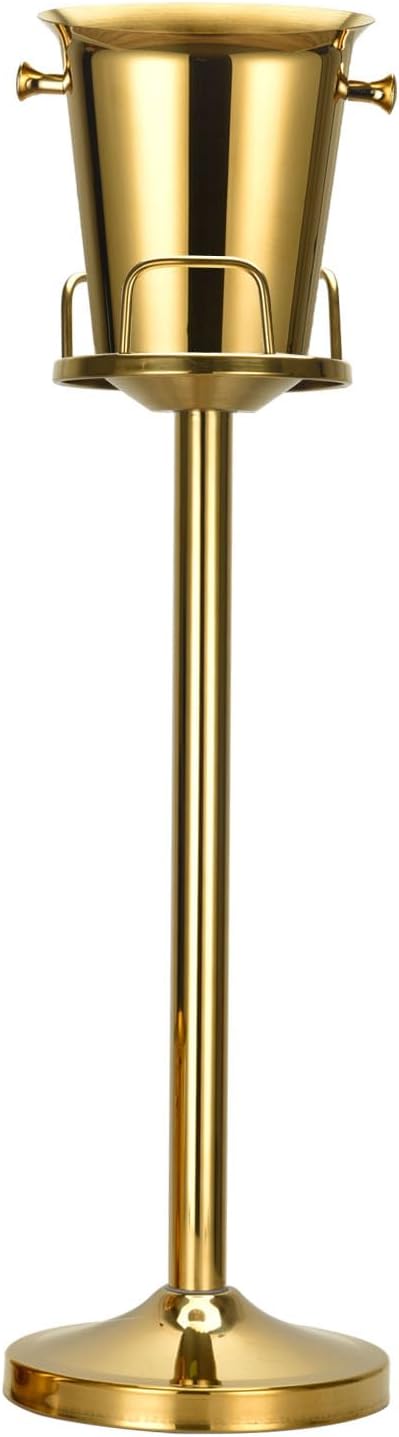 Champagne Bucket with Stand,Ice Bucket with Stand Stainless Steel Bucket Wine Chiller On Stand 12Lb Hammered Tall Ice Bucket Stand for Party Bar Ktv Bbq Home,3ft (gold, 1 pack) 1 pack Gold