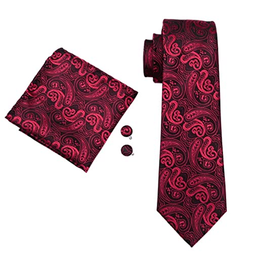 Set de Corbata de Moño Roja de Seda para Hombre miniatura 4