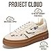 Project Cloud Platform Sneakers for Women Footwear - Memory Foam Insole Womens Shoes, Lightweight and Non-Slip Sole Lace Up Fashion Sneakers for Women 2026 (Volley, CREA,9) Cream