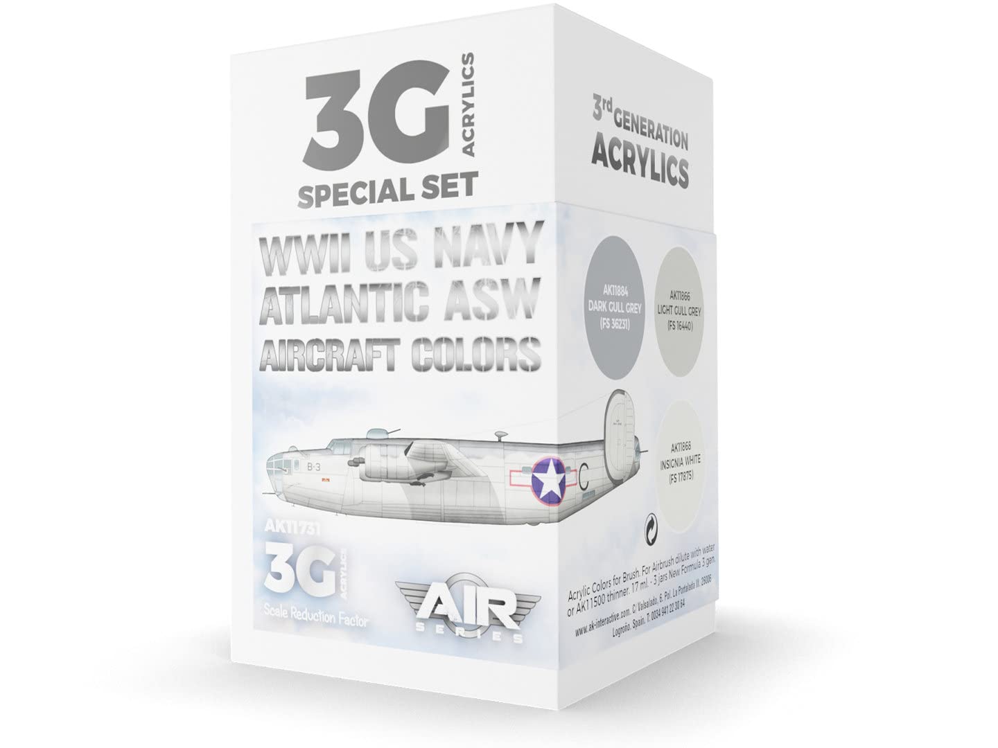 AK Interactive AK11731 - WWII US Navy ASW Aircraft Colors Set 3G 3X17ML