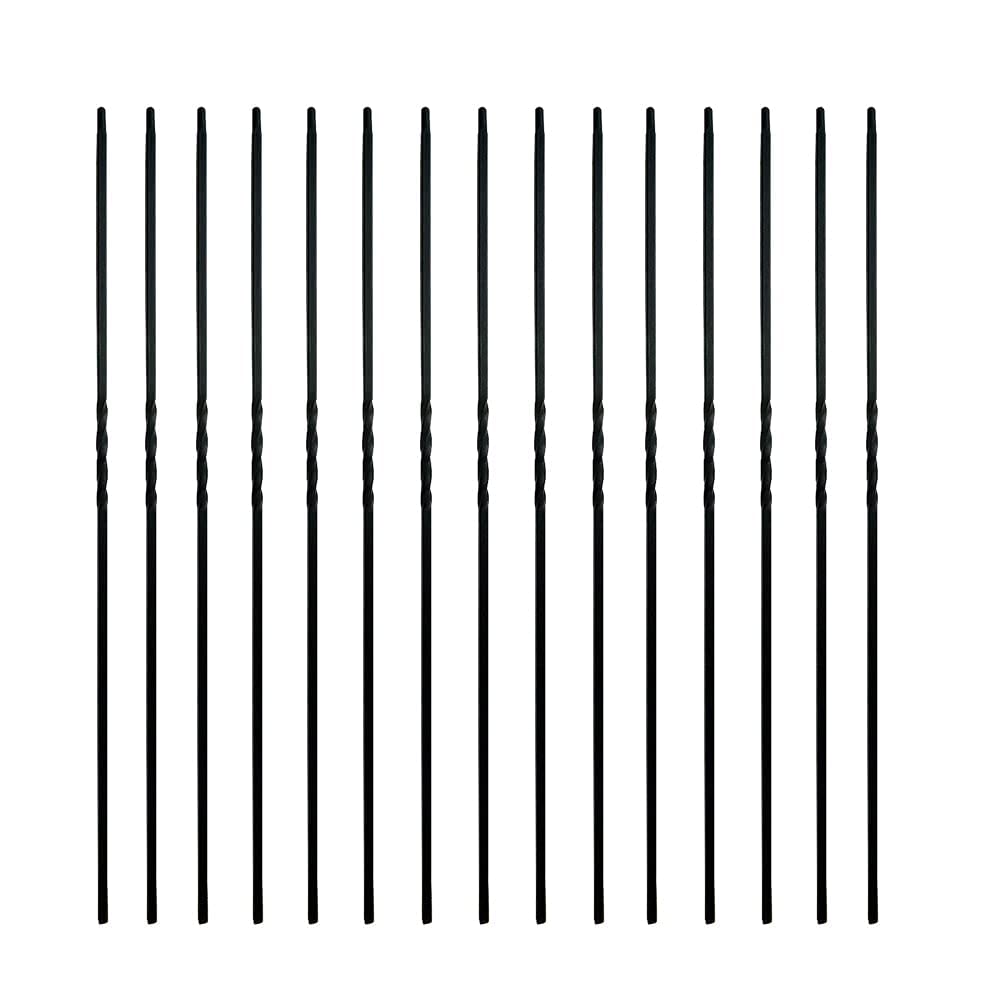 Elecmate Iron Balusters for Staircase Interior (Box of 15) Stair Spindles 1/2" Square Metal Balusters - Hollow Single Twist Staircase Spindles (Real Satin Black), E02-1