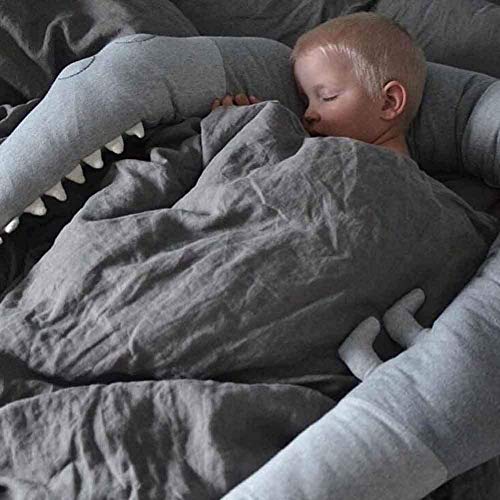 Baby Crib Bed Bumper Pillows for Baby Kids Boys Girls Toddler,Breathable Newborn Infant Cradle Cot Rails Alligator Pads Decor Protector Baby-Crib-Bumper(Grey) - Thumbnail 4