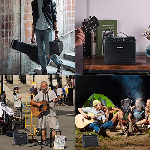 Kithouse B9 Electric Guitar Amp Mini Rechargeable Guitar Amplifier Portable Microphone Speaker with 18 Types Drum Beats, Microphone & AUX Input, Headset Output