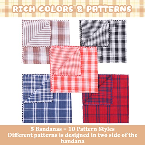 Bingpet Classic Plaid Dog Bandana - 5 Pack Washable Square Dog Kerchief Pet Triangle Bulk Scarf Cotton Bandana For Small To Large Dogs #TOP1