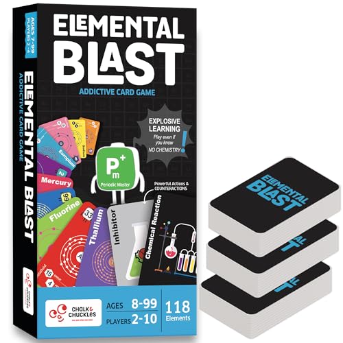 Image of Chalk and Chuckles Card Game- Elemental Blast Chemistry Game for Kids for Age 10 to 15, Fun Family Game, Learning & Stem Toy, Educational Gift for Boys, Girls 8, 9, 10, 11, 12 Years Old and Up
