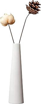 Small Ceramic Bud Vase Tall Conic Flower Single Stem Vase Black Vase Home Decorative Floral Centerpiece for Wedding and Office White