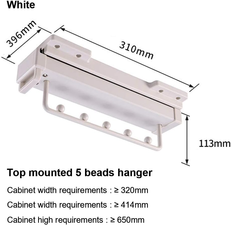 Pull-Out Pants Hangers, Wardrobe Built-in Household Clothes Hangers, Double-Row Side-Mounted Retractable Trousers Rack Cabinet Hanging Pants,White-113X104X470Mm