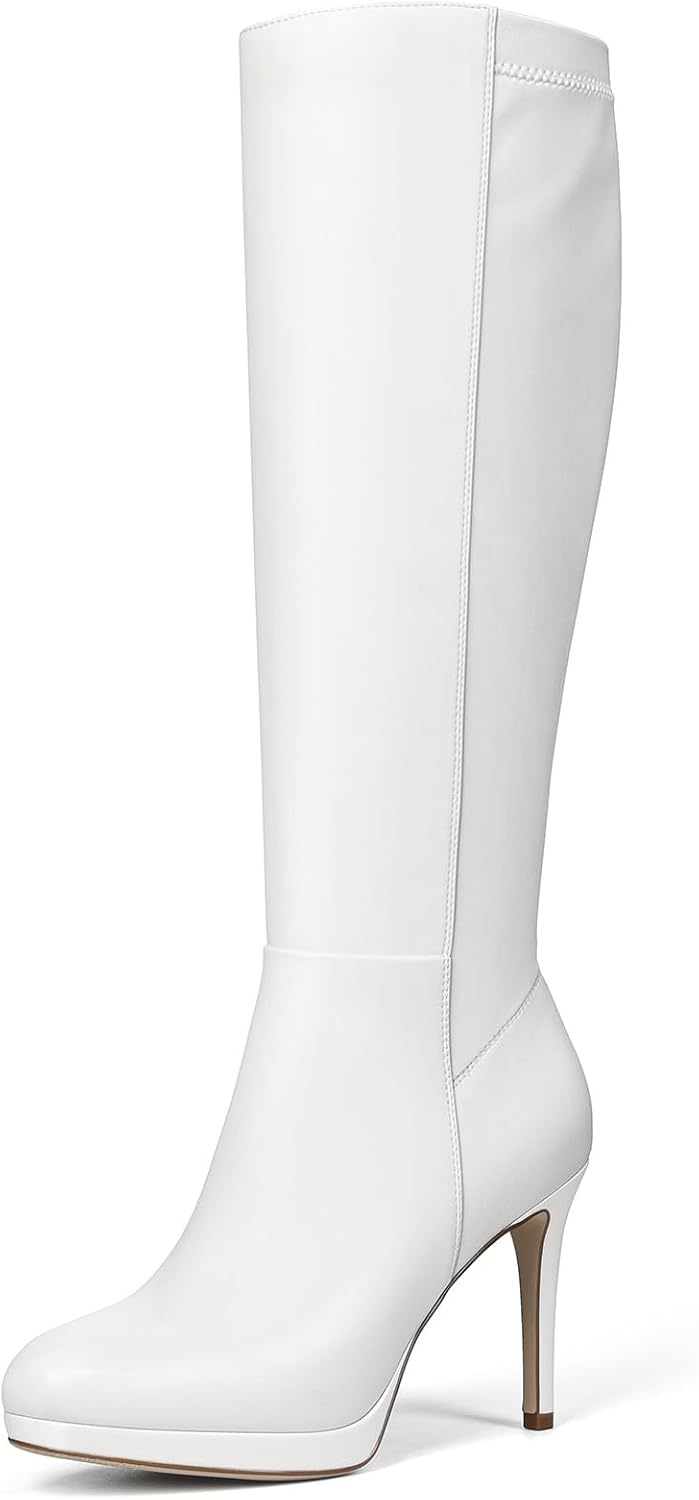 Lumeheel Black Knee High Boots Women - Platform Pointed Toe Stiletto Heel Suede Tall Boots for Fall Winter