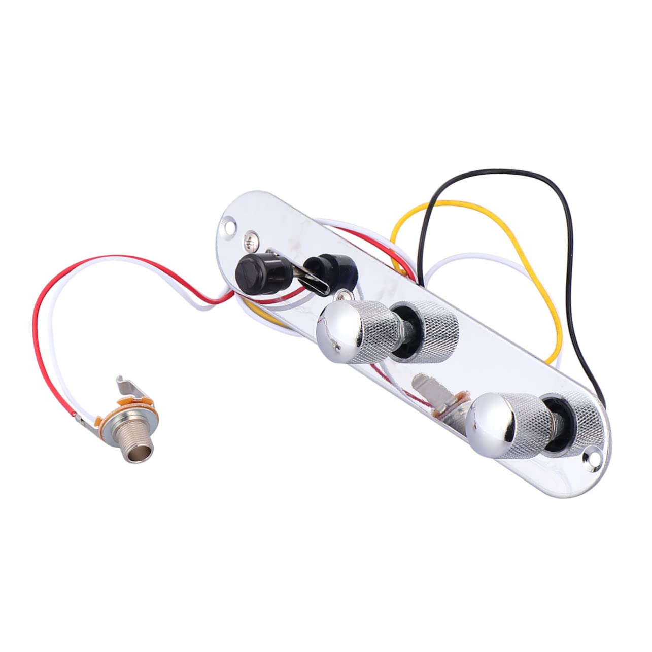 GALPADA Guitar Control Plate Set with Volume and Tone Knobs Chrome Plated Wiring Plate Compatible for Electric Guitars Easy Installation for Replacement