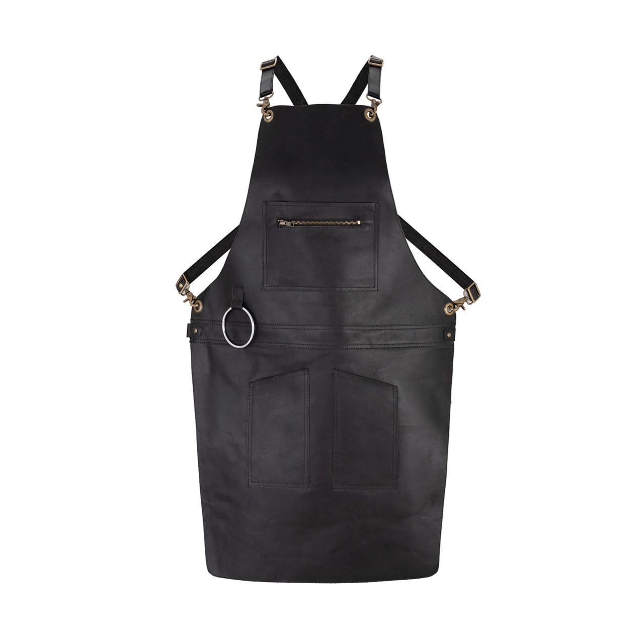 Leathershire Black-495 Full Grain Leather Apron With Zip Butcher, Cook, Bbq Grill, Chef, Woodwork, Apron (Black)