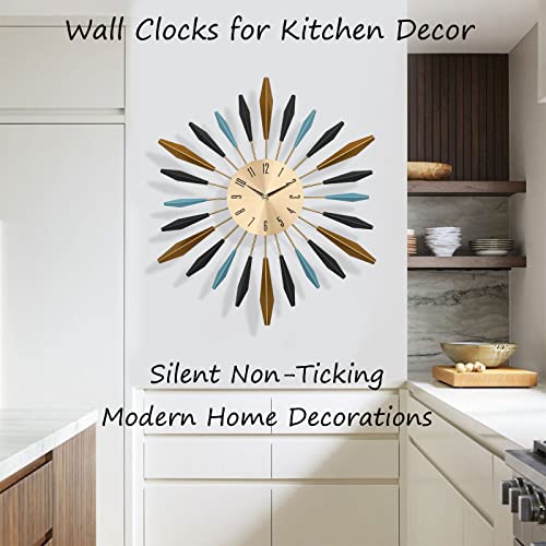 Ciyaocun Large Wall Clock For Living Room Decor Mid Century Starburst Decorative Clock 28 Inch Modern Metal Home Decorations Silent Non-Ticking Oversized Clocks Battery Operated Big Clocks #TOP2