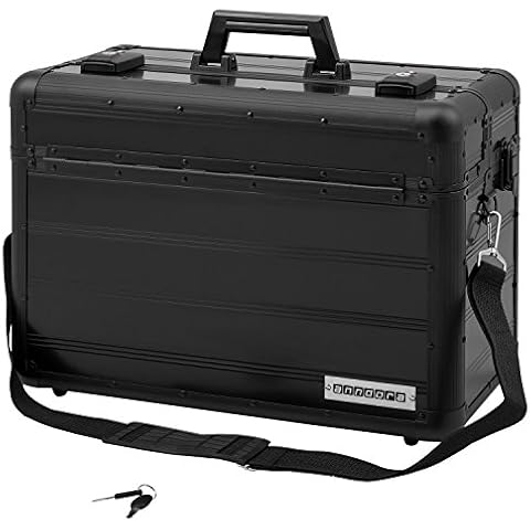 anndora Pilotenkoffer Businesskoffer TSA Schlösser Aluminium Oberfläche Schwarz Cover