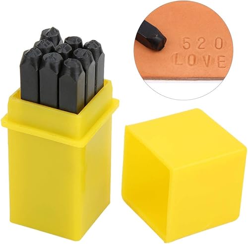 Miniatura 8 de Walfront Juego de herramientas para perforar números y letras del alfabeto de alta resistencia, juego de punzones de acero al carbono de 18