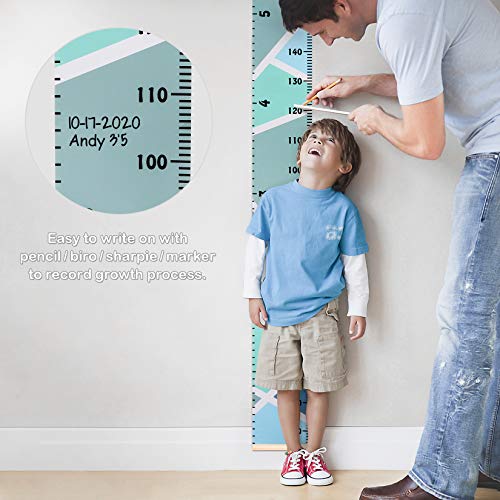 Growth Charts For Kids, Harebe Removable Canvas Wall Hanging Growth Height Chart For Home Decoration, Ruler Wall Decor For Kids, Child Boy Girl - Macaron Blue #TOP5