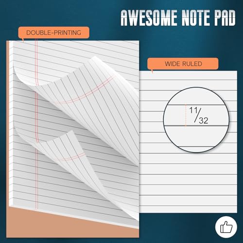 Image of Note Pads 8.5 inchx 14 inch, 10 Pack Legal Pads 8.5 x 14 White, Notepads 8.5 x 14 Wide Ruled Legal Pad, Micro Perforated Lined Writing Pads, 30 Sheets Per Note Pad, Notepads for Work /School /Office