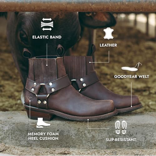 Men's Leather Biker Ankle Boot for Men Style 36002