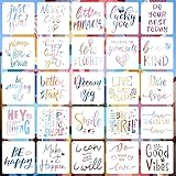 TONAUP Inspirierende Schablonen zum Malen, 25 Stück Wiederverwendbare Malschablonen Vorlage, Motivierenden Worte Schablone Stencils für DIY Holz Wand Dekor Kartenherstellung