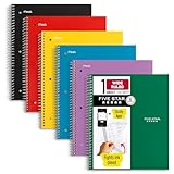 Five Star Cuadernos de espiral Profesional de 100 hojas a Rayas + aplicación de estudio. 6 Pack multicolor, morado, verde,...