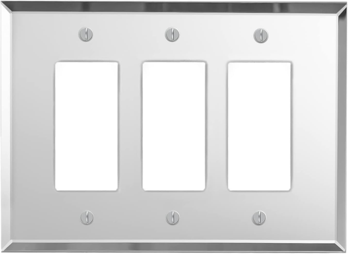 Plain Glass Mirror Outlet Wall Plate | 3 GFI Rocker | 7.5" x 5.25" | Professional Quality Glass Mirror Switch Plate Covers For All Configurations