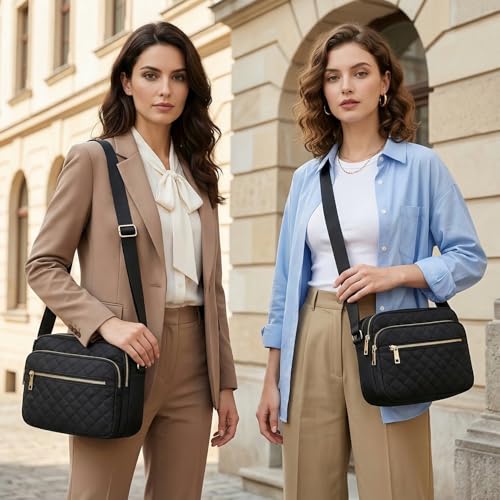 Image of Nylon Crossbody Bags for Women Trendy Quilted Cross Body Purse Medium Crossbody Purses Fashion Ladies Messenger Shoulder Bag