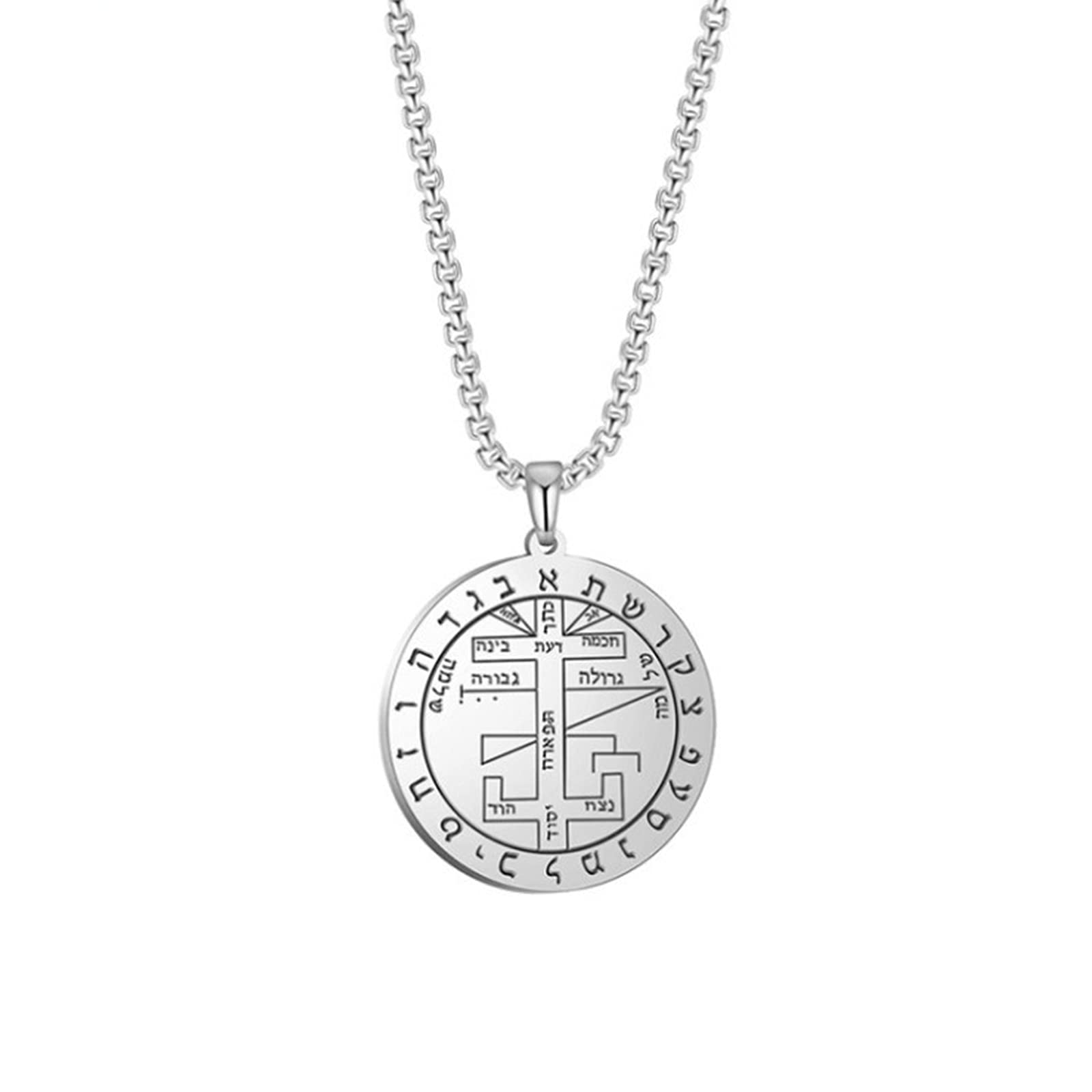 Hcma Sliver Witchcra Solomon Amulet Pendant Necklace Archangels Michael Raphael Talisman Stainless Steel Necklace Jewelry Gift