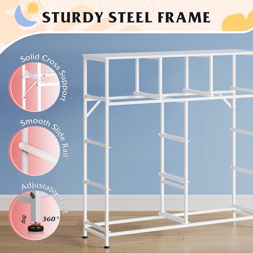 Image of WLIVE 9 Drawer Dresser, Fabric Storage Tower for Bedroom, Hallway, Closet, Tall Chest Organizer Unit for Bedroom with Fabric Bins, Steel Frame, Wood Top, Easy Pull Handle, Purple