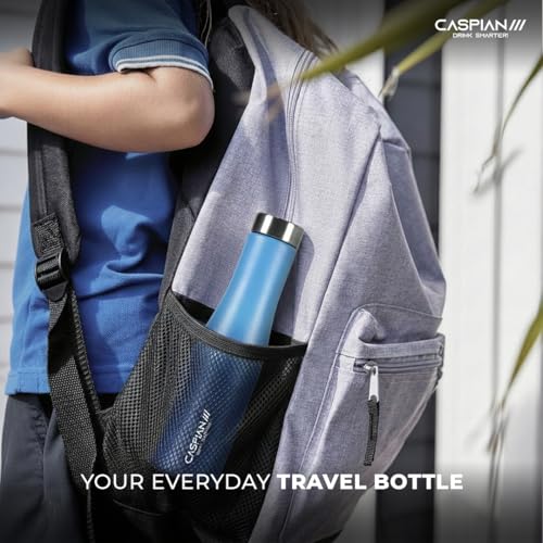 Image of CASPIAN / / / Aqua ISI Certified Stainless Steel Water Bottle 1 LTR. (M Blue, 1 Litre) | Leak Proof Thunder for Fridge Home Office Travel School Kids Boys Girls Adults Sports Gym Yoga Gift | BPA Free