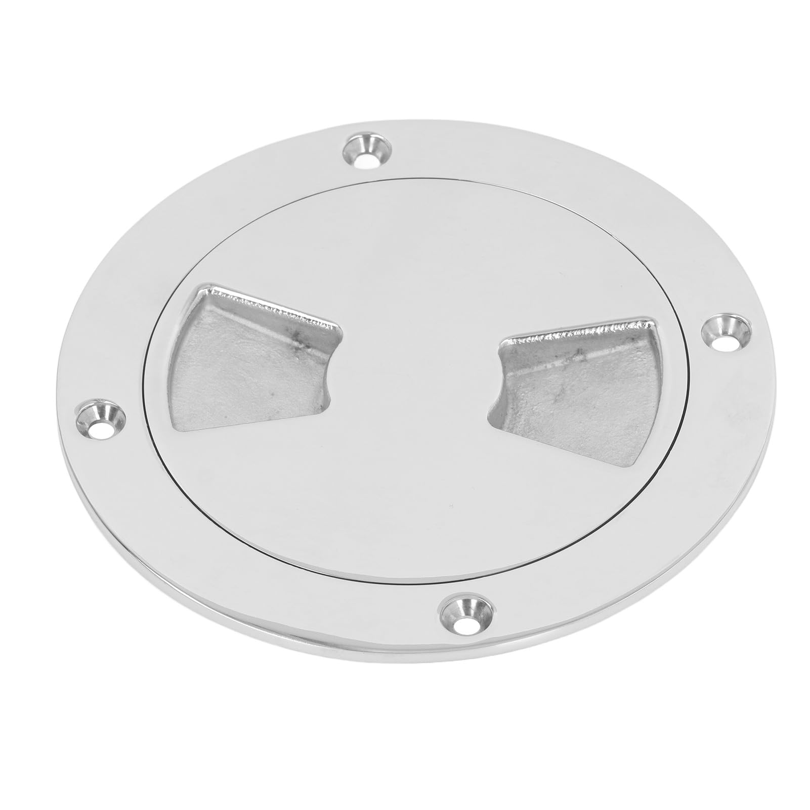 Boat Deck Round Plate, 316 Stainless Steel Marine Inspection Hatch Cover, Detachable Metal Deck Plate with Groove for Easy Access on Boat RV Yacht (5 Inch)