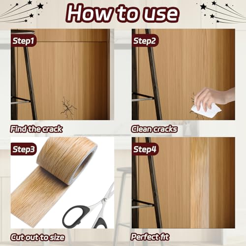 Image of Self-Adhesive Wood Repair Tape, 2 Inch X 32 Ft Red Wood Grain Tape for Furniture, Floors, Doors, Cabinets, Windows and Home Decoration 1 Roll